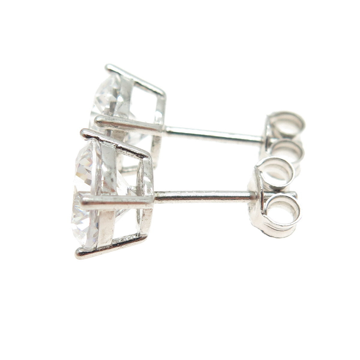 925 Sterling Silver Round-Cut Shaped C Z Stud Earrings