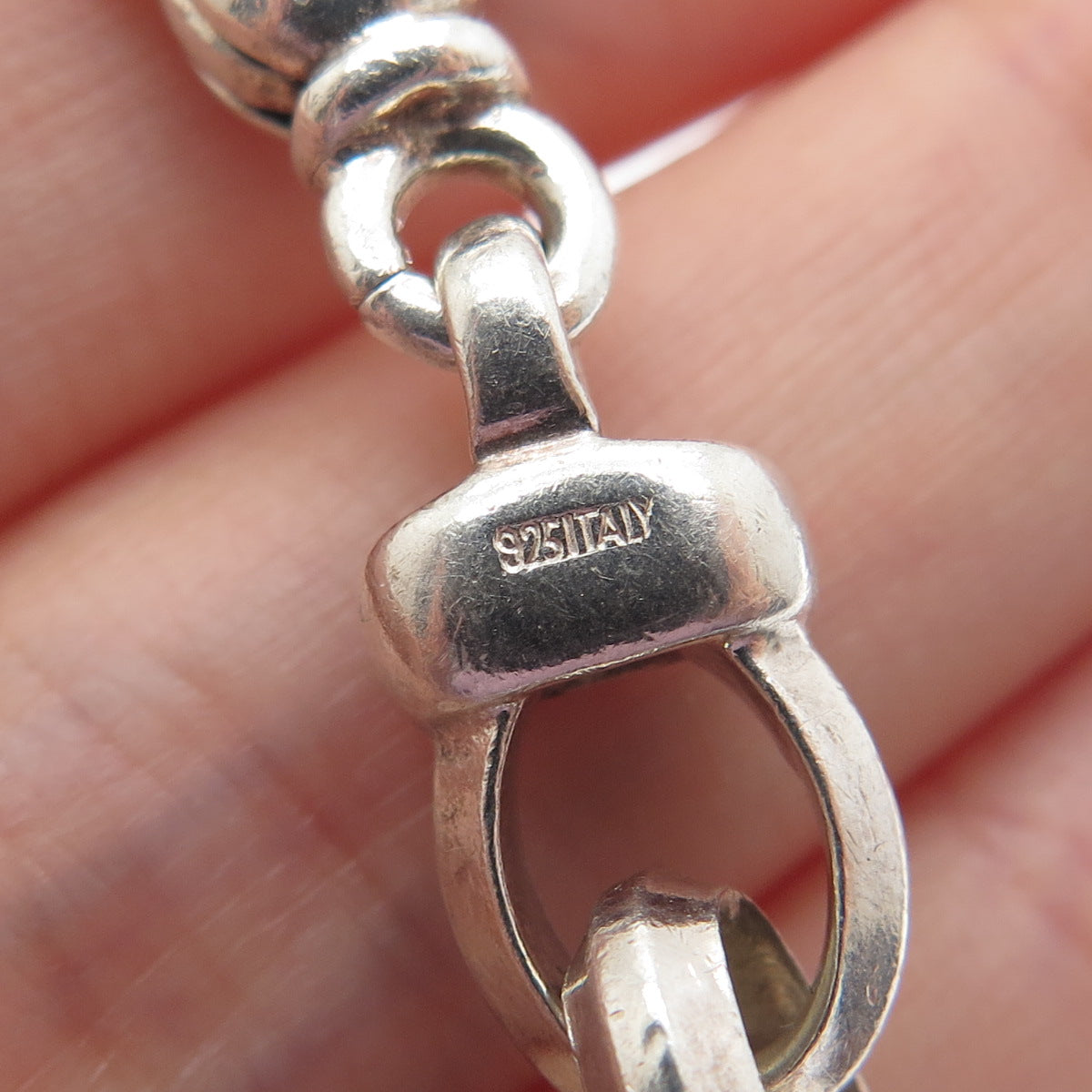 925 Sterling Silver Vintage Italy Cable Link Bracelet 7.25"