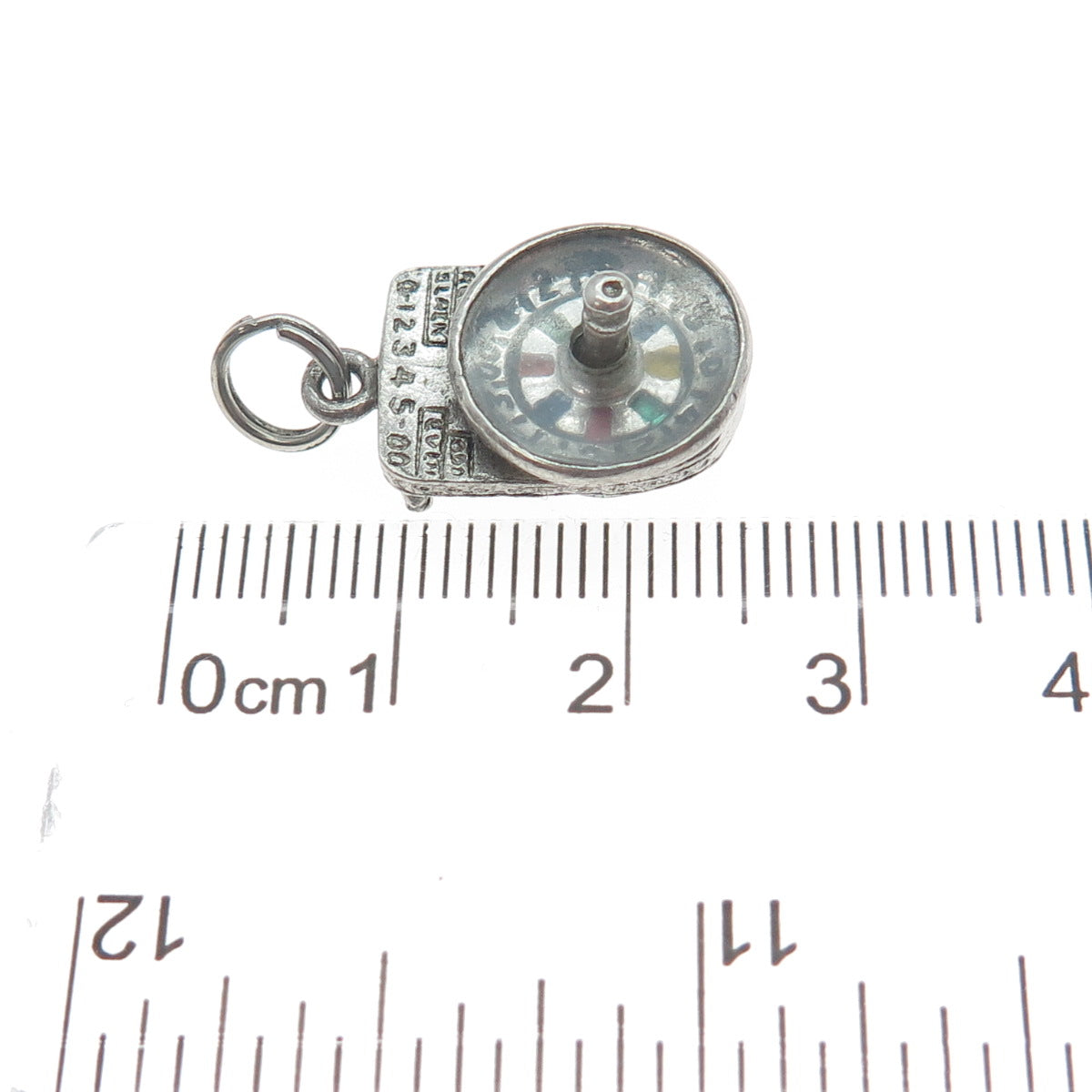 925 Sterling Silver Antique Enamel Casino Roulette Wheel Mini Charm Pendant