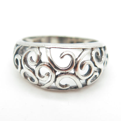 925 Sterling Silver Vintage Swirl Ring Size 7.5