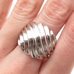 SX Sally C 925 Sterling Silver Vintage Modernist Ribbed Ring Size 7.25