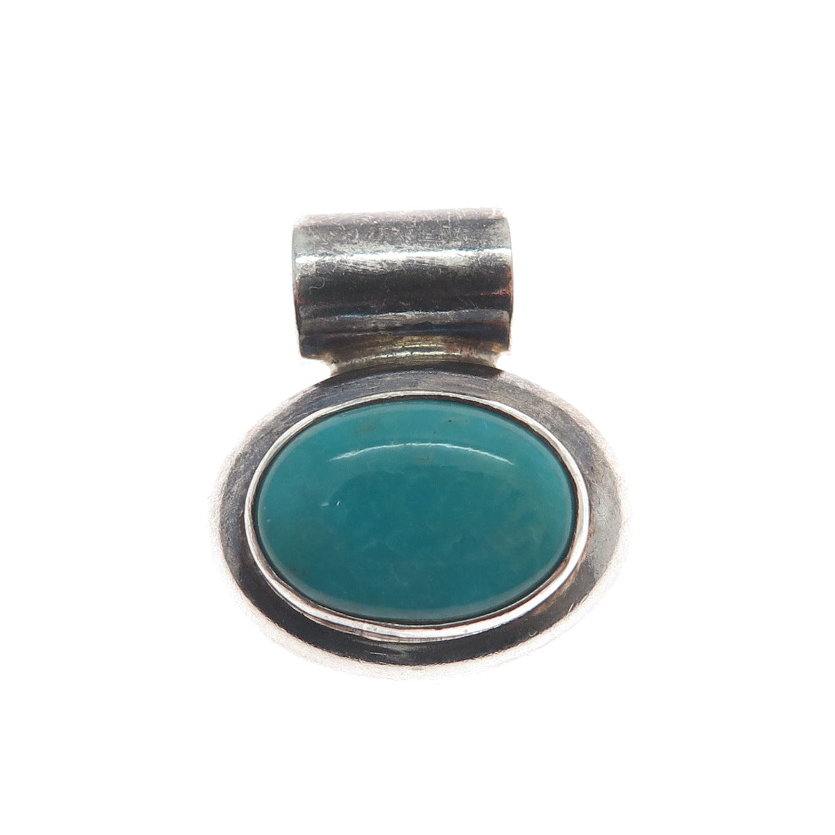 ATI ANNIKA WITT 925 Sterling Vintage Mexico Kingman Turquoise Oxidized Pendant
