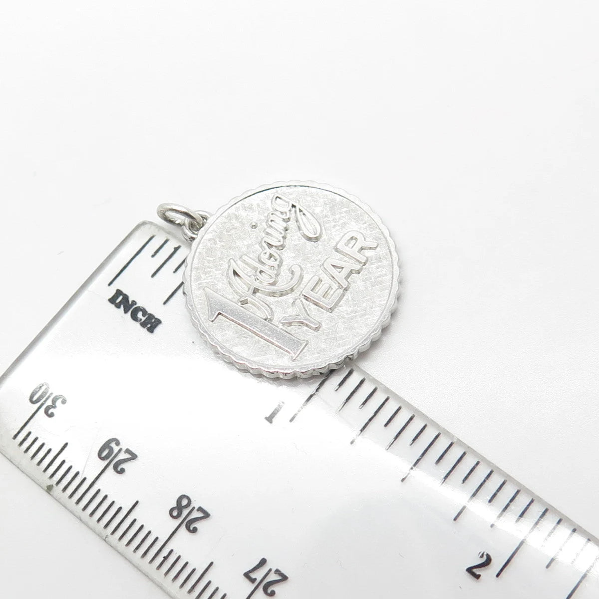 925 Sterling Silver Vintage "1 Year Adoring" Charm Pendant