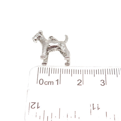 WELLS 925 Sterling Silver Vintage Airedale Terrier 3D Mini Charm Pendant