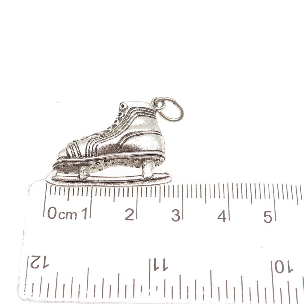 BEAU 925 Sterling Silver Vintage Ice Skating Shoe Oxidized Charm Pendant