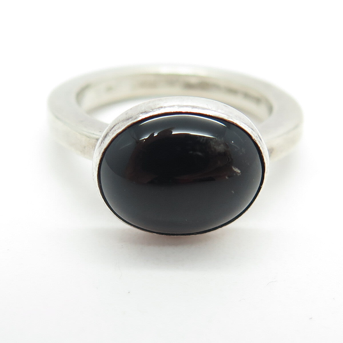 KALIBRE 925 Sterling Silver Vintage 1983 Real Black Onyx Gemstone Ring Size 6