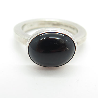 KALIBRE 925 Sterling Silver Vintage 1983 Real Black Onyx Gemstone Ring Size 6