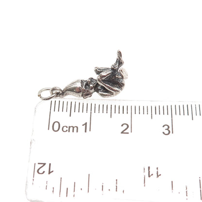 925 Sterling Silver Vintage Pixie Oxidized 3D Mini Charm Pendant