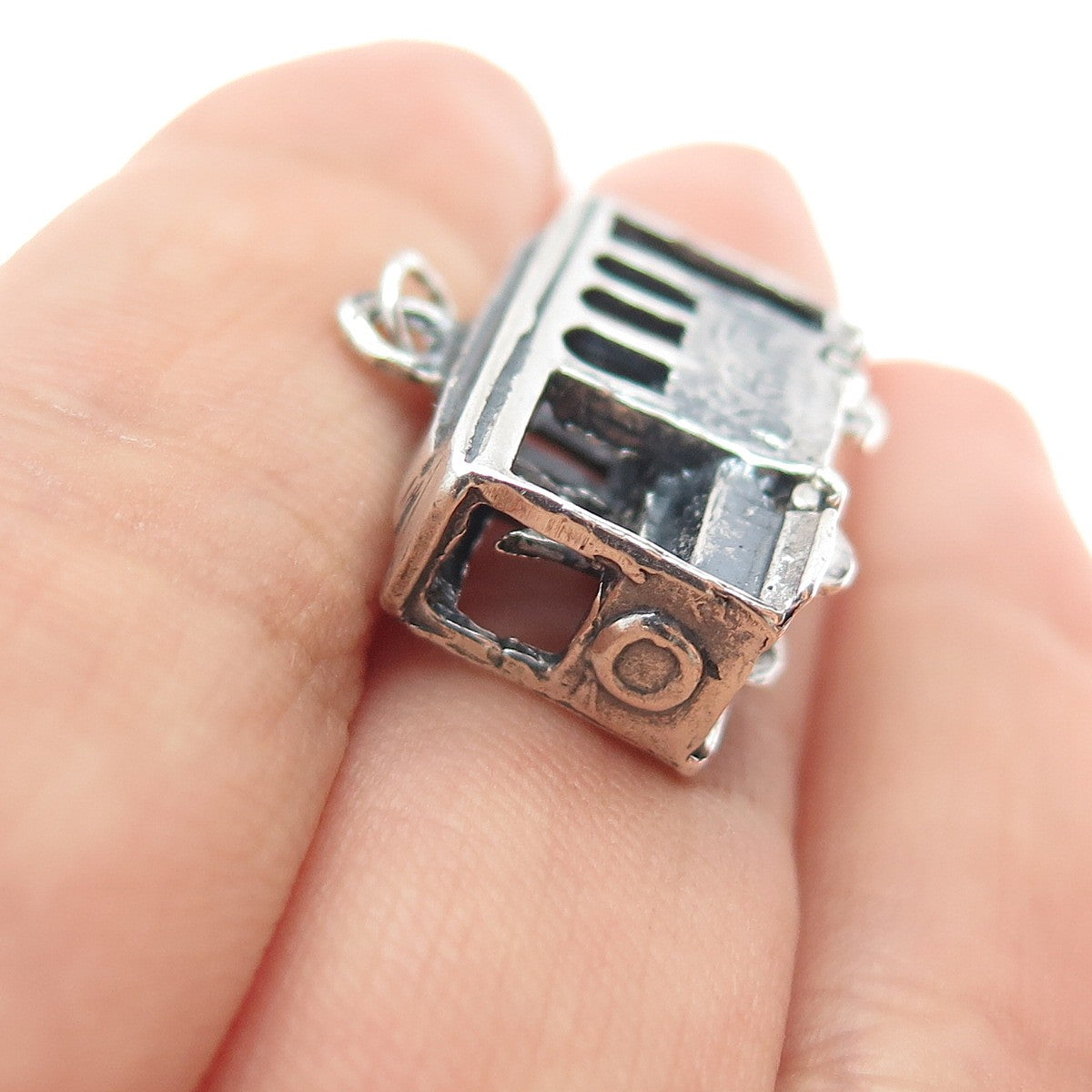 925 Sterling Silver Vintage San Francisco Cable Car Mini 3D Charm Pendant