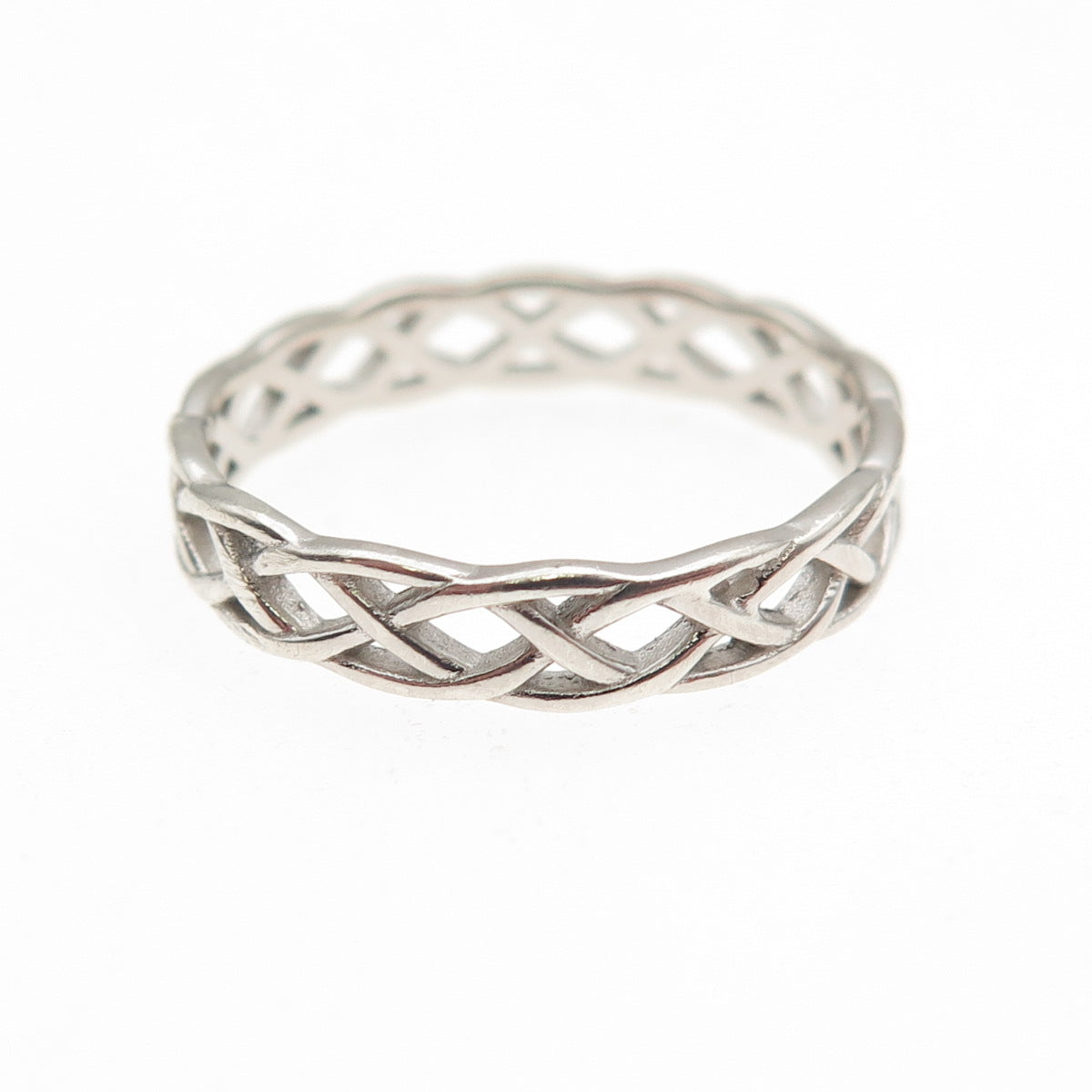 925 Sterling Silver Vintage Woven Band Ring Size 7