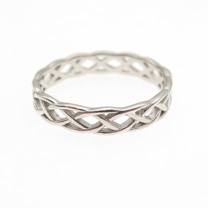 925 Sterling Silver Vintage Woven Band Ring Size 7