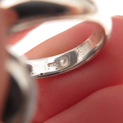 925 Sterling Silver Vintage Round-Cut C Z Modernist Oxidized Ring Size 7