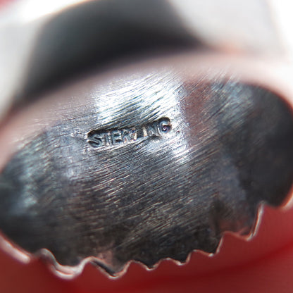 925 Sterling Silver Vintage Modernist Ribbed Oxidized Ring Size 5.25