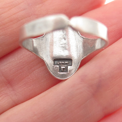 ROBBINS & CO. 925 Sterling Vintage Brownie Girl Scout Adjustable Ring Size 7.75