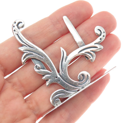 MARICELA 925 Sterling Silver Vintage Mexico Modernist Floral Place Card Holder