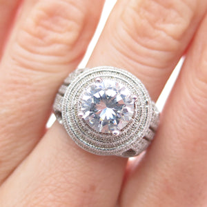 925 Sterling Silver Round-Cut C Z Ring Size 6.5