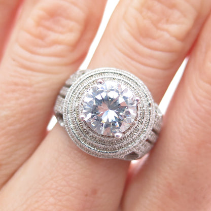 925 Sterling Silver Round-Cut C Z Ring Size 6.5