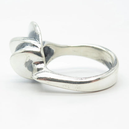 925 Sterling Silver Vintage Modernist Ring Size 7.25