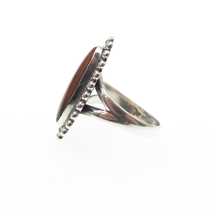 Bell Trading Post Old Pawn Sterling Silver Vintage Agate Beaded Ring Size 5.5