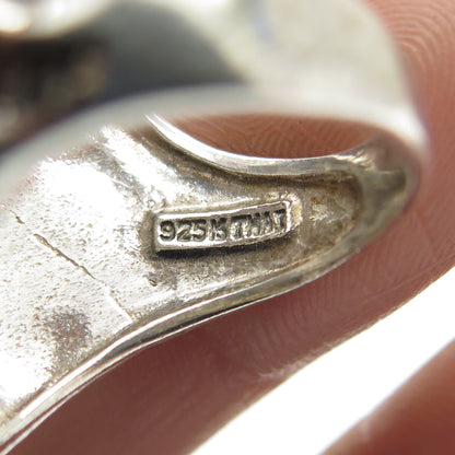 925 Sterling Silver Vintage Modernist Wavy Oxidized Ring Size 7