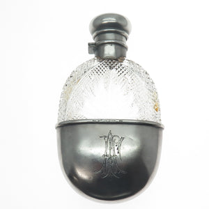 DEPOSE 84 Silver Crystal Antique Victorian Belgium Russian Empire Monogram Flask