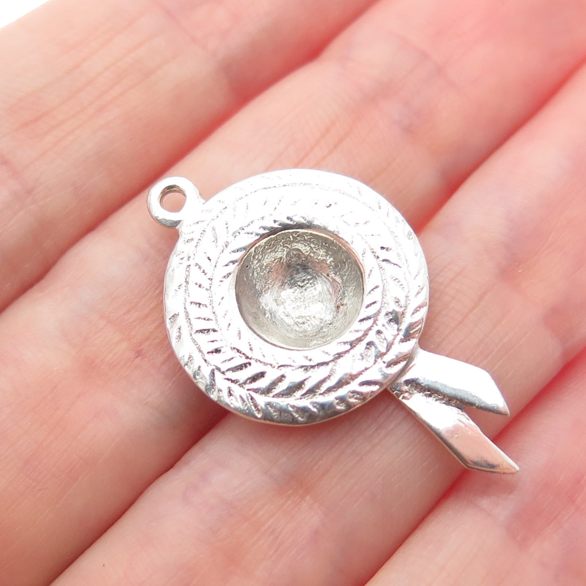 925 Sterling Silver Vintage Picnic Hat Charm Pendant