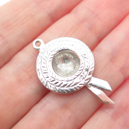 925 Sterling Silver Vintage Picnic Hat Charm Pendant
