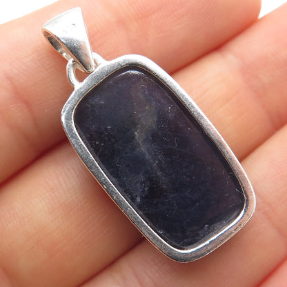 925 Sterling Silver Vintage Real Cabochon Lepidolite Charm Pendant