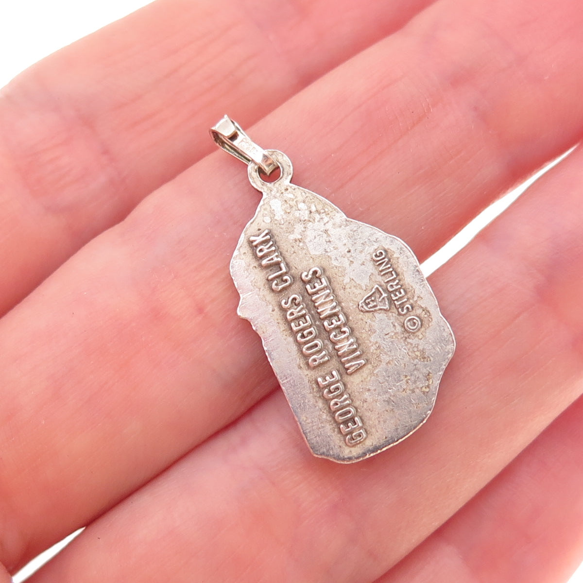 925 Sterling Silver Vintage George Rogers Clark Indiana History Charm Pendant
