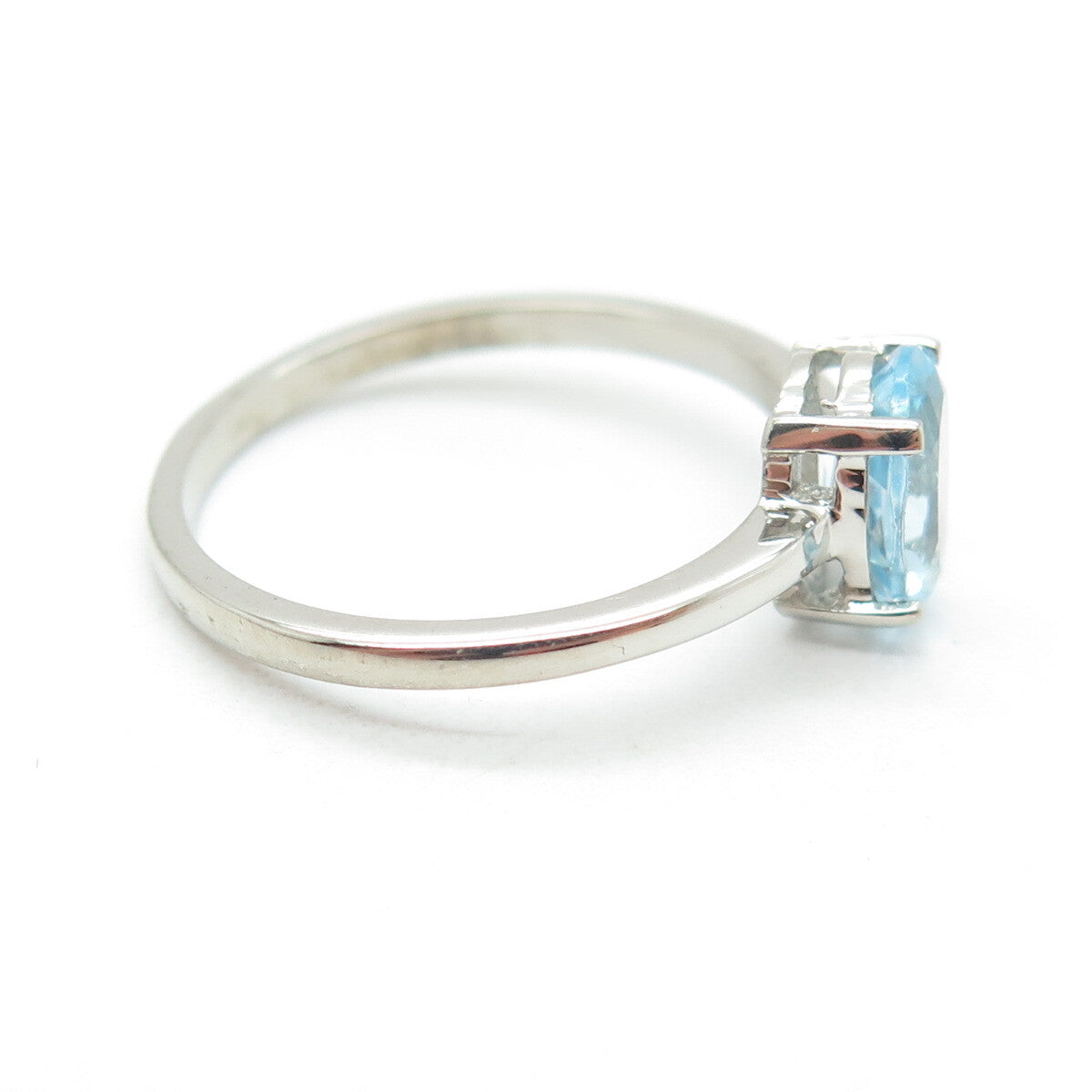 DAZZLERS 925 Sterling Silver Real Blue Topaz Gemstone Ring Size 7