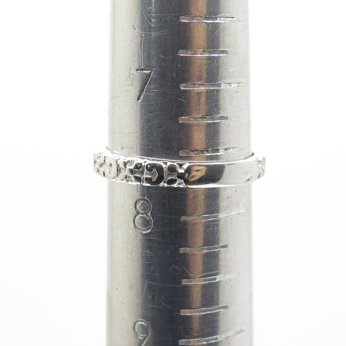 925 Sterling Silver Real Checkered Smoky Quartz Letter "C" Floral Ring Size 7.75