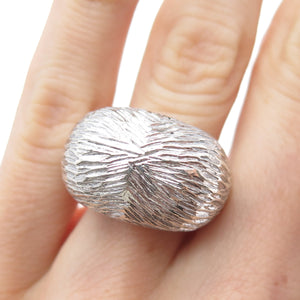 925 Sterling Silver Vintage Modernist Dome Oxidized Ring Size 5.75