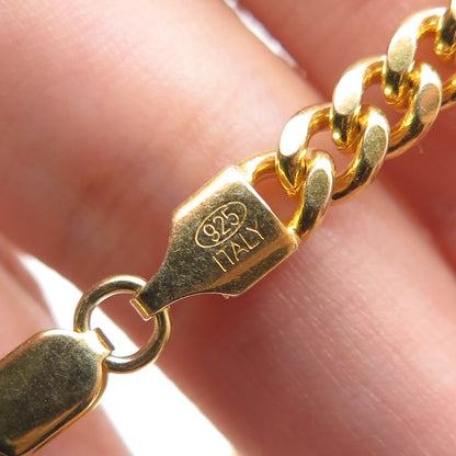 925 Sterling Silver Gold Plated Italy Cuban Link Bracelet 7.75"
