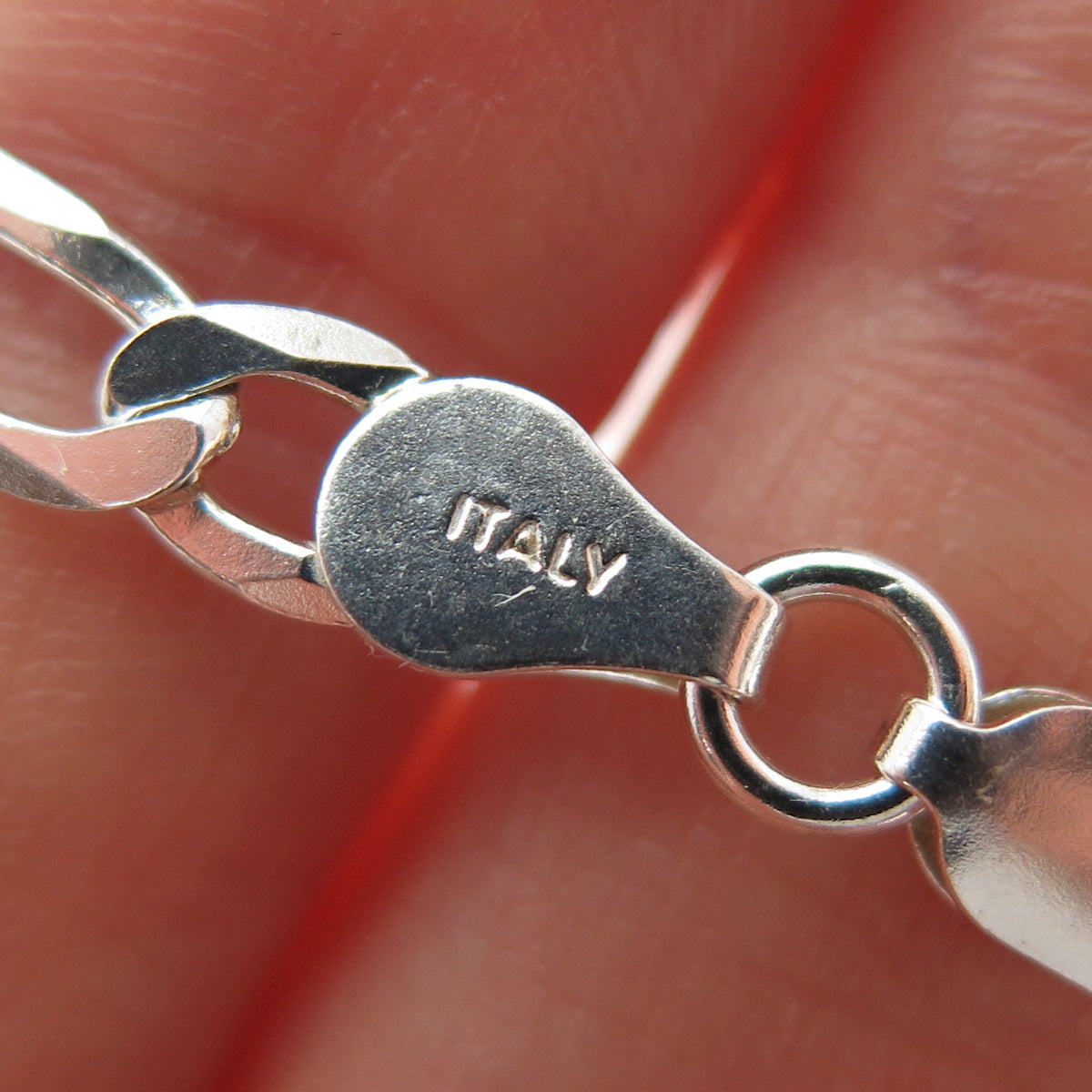 925 Sterling Silver Vintage Italy Figaro Chain Necklace 24"