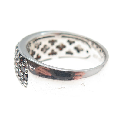 TC CROWN 925 Sterling Silver Round-Cut Cognac C Z Ring Size 7