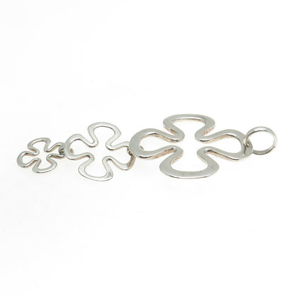 AMPARO 925 Sterling Silver Vintage Mexico Modernist Flower Drop Pendant
