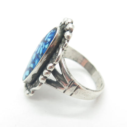 MAISELS INDIAN TRADING Sterling Silver Vintage Turquoise Inlay Ring Size 5.75