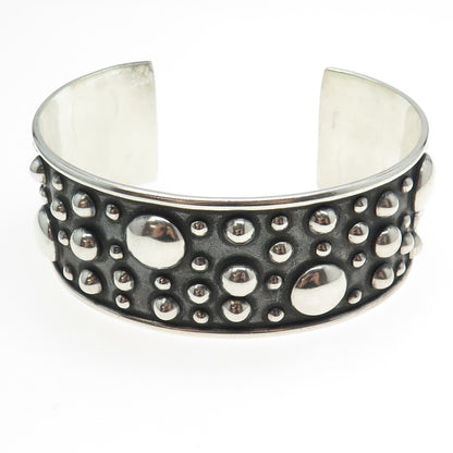 925 Sterling Silver Vintage Mexico Modernist Beaded Adjustable Bracelet 7.75"