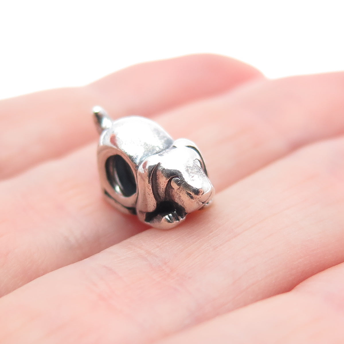 CHAMILIA 925 Sterling Silver Dog Oxidized Slide Bead Charm