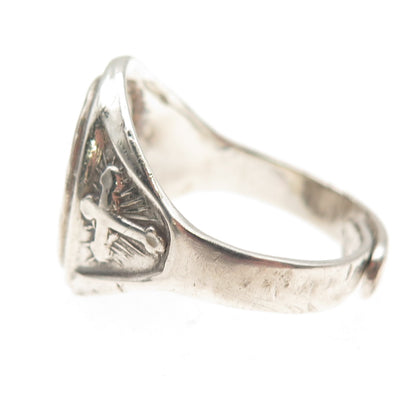 Creed 925 Sterling Silver Antique Art Deco Saint Joseph Oxidized Ring Size 11.25