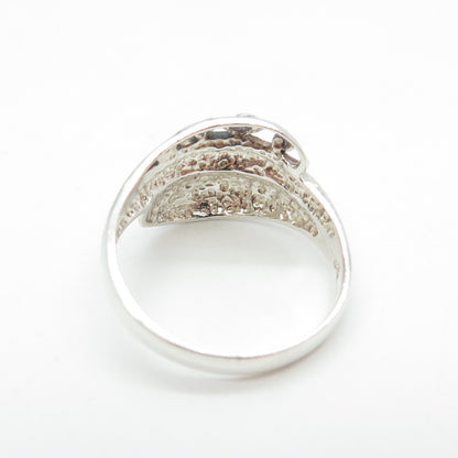 JEZLAINE 925 Sterling Silver Vintage Modernist Bypass Ring Size 7