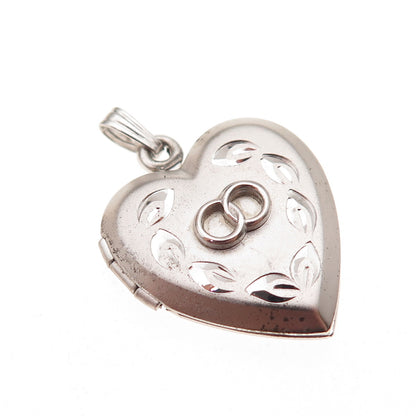925 Sterling Silver Vintage Wedding Heart Locket Charm Pendant