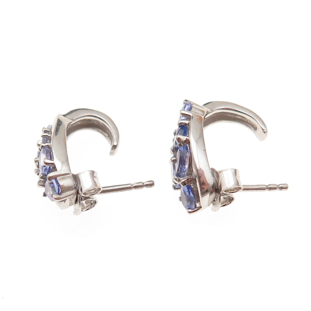 Chuck Clemency 925 Sterling Silver Real Tanzanite Cluster Claw Earrings