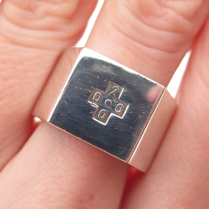 925 Sterling Silver Vintage 2000 RT Birmingham Millennium Signet Ring Size 9