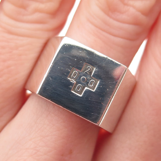 925 Sterling Silver Vintage 2000 RT Birmingham Millennium Signet Ring Size 9