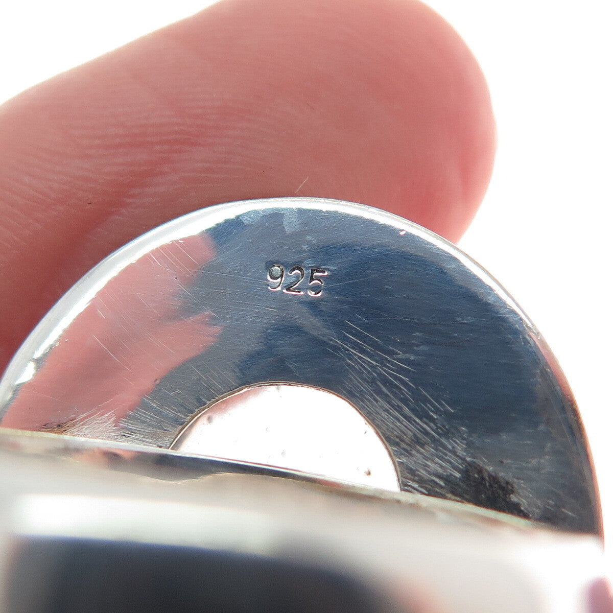 925 Sterling Silver Vintage Clear Glass Granulated Oxidized Ring Size 8.5