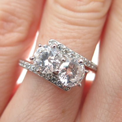 925 Sterling Silver Round-Cut C Z Engagement Ring Size 5.25