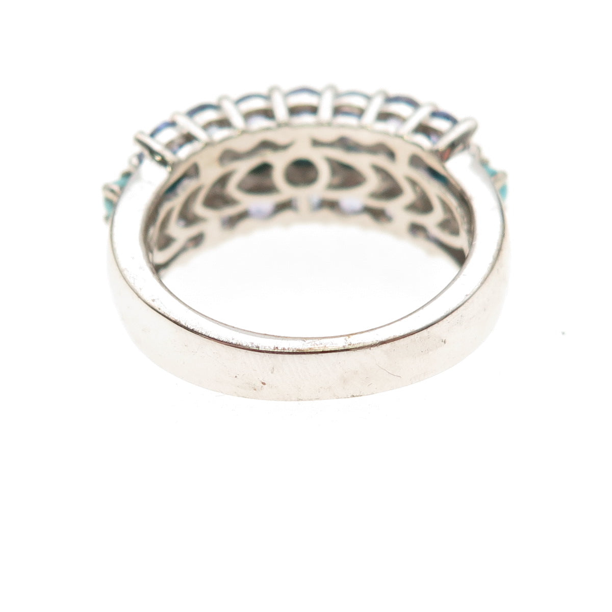 Chuck Clemency 925 Sterling Silver Real Turquoise & Tanzanite Ring Size 7.25