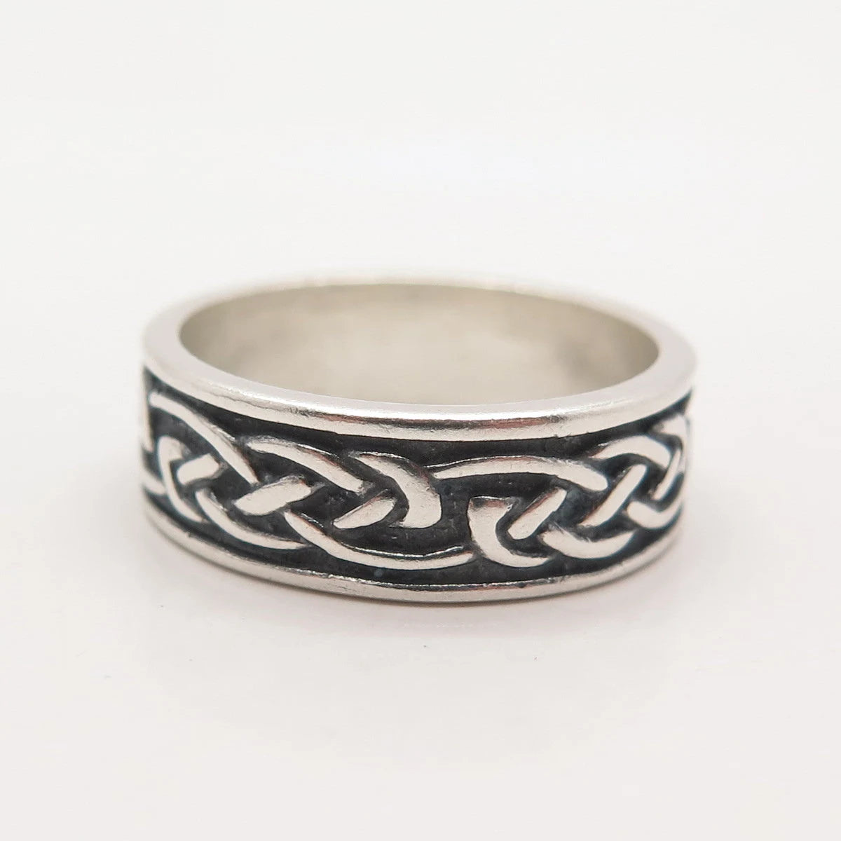 925 Sterling Silver Vintage Wheeler Mfg Co. Celtic Band Ring Size 8.5