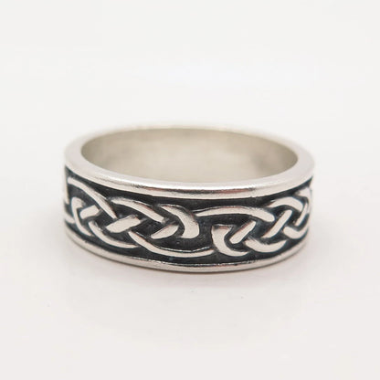 925 Sterling Silver Vintage Wheeler Mfg Co. Celtic Band Ring Size 8.5